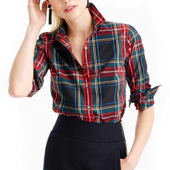 J. Crew Tops - Stewart Plaid Holiday Button down Blouse